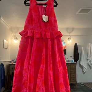 Kate Spade Red Rose Peplum Midi Sundress